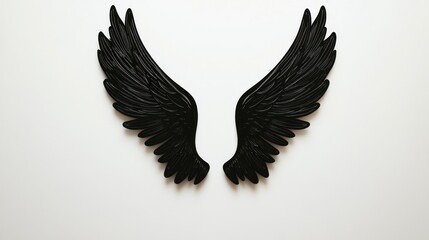 Obraz premium Black angel wings wall decor, white background