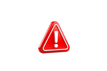 Glossy red triangular warning sign with a white exclamation mark, indicating caution or alert