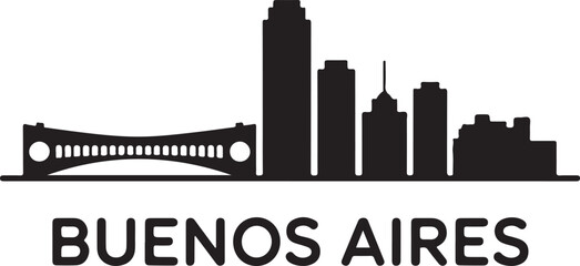 Fototapeta premium Buenos Aires skyline horizontal banner black silhouette Argentina vector on white background