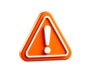 Sleek Orange 3D Warning Triangle with a Bold White Exclamation Mark, Signaling Caution and Important Alerts.