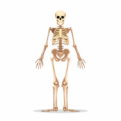 Human Skeleton Front View Labeled, Medical Style Illustration