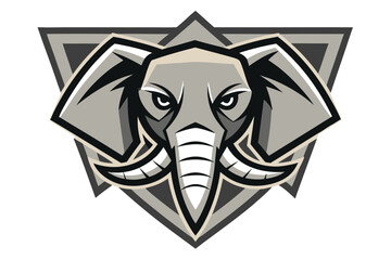 Stylized Elephant Head with Angular Details on a White Background