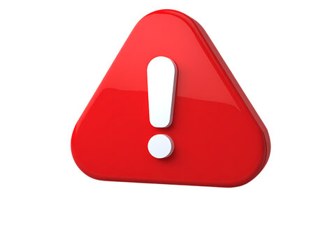 Glossy red triangular warning sign with a white exclamation mark symbolizing urgent alert or critical error
