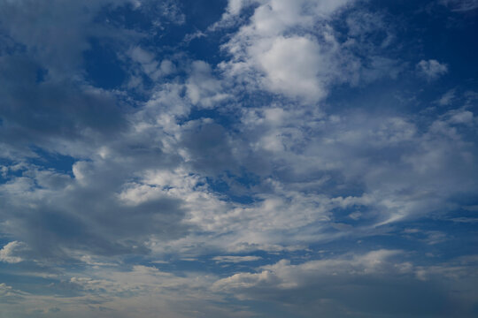 summer evening, sunset in yellow, orange and pink with clouds, background