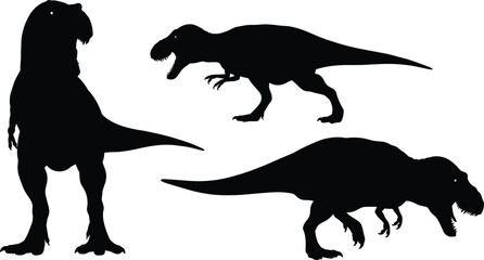 Tyrannosaurus rex silhouette, dinosaur shadow illustration, prehistoric animal vector, Jurassic predator outline, Cretaceous wildlife art, ancient reptile black shape, fossil creature