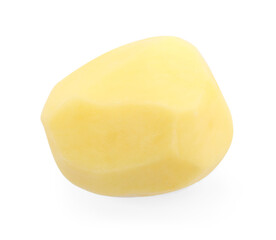 One peeled raw potato isolated on white