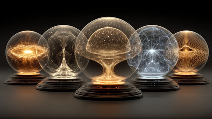 Sphere shield abstract energy protection spheres. Force field defence globe shell. Dome barrier technology vector set