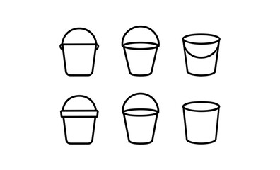 Minimalist outline bucket collection: simple black line drawings for design projects