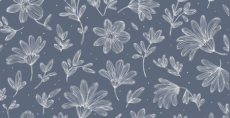 Floral print pattern background in provance style, floral background. Pastel tones vintage style wallpaper in vector.