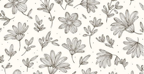 Floral print pattern background in provance style, floral background. Pastel tones vintage style wallpaper in vector.