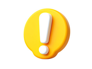 Bright yellow rounded 3D exclamation mark icon with a smooth white symbol, signaling alert and importance.