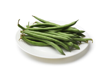 Fresh green pea pods isolated on white