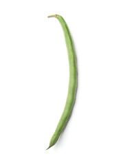 One fresh pea pod isolated on white, top view