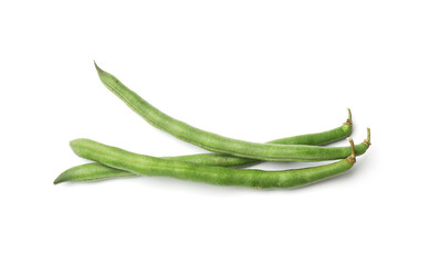 Fresh green pea pods isolated on white