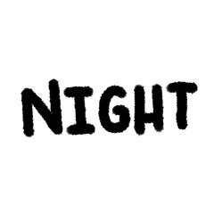 night cute handwriting clipart with kawaii doodle style, hand drawn font, childlike sketches, cartoon outline, funny lettering, adorable handwritten elements for kids and creative designs