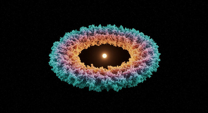 3D Render of Quantum Wavefunction Collapsing into Particle in Space