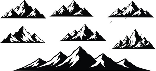 Fototapeta premium Set of Mountain Range Silhouettes for Landscape Design 