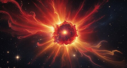 Fototapeta premium Fiery Cosmic Explosion in Deep Space