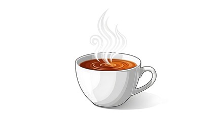 A simple vector illustration of a steaming hot cup of coffee isolated on a white background