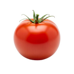 Single ripe tomato, glossy, isolated on clean white background