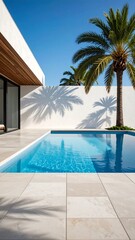 Fototapeta premium Modern pool house with palm trees