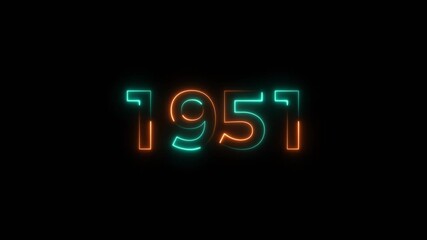 1951 Sal neon text background animation. Glowing neon business number text background 4k video.