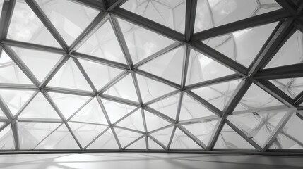 Modern Architectural Ceiling with Geometric Design and Abstract Patterns in Black and White