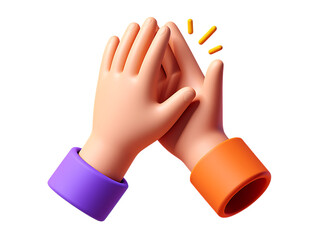 Enthusiastic 3D Cartoon Hands Clapping Together with Energetic Yellow Sparks Symbolizing Applause and Celebration