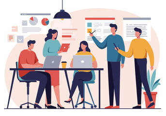 Modern Flat Vector Illustration of Business Plan and Strategy Development