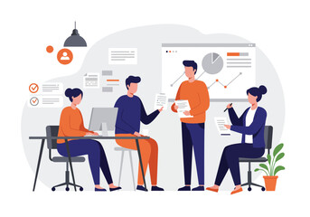 Modern Flat Vector Illustration of Business Plan and Strategy Development