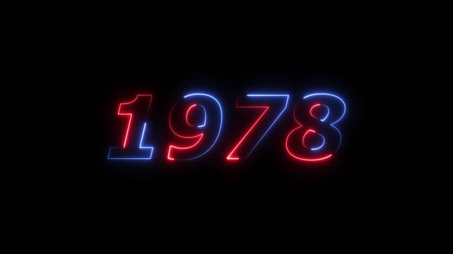1978 Sal neon text background animation. Glowing neon business number text background 4k video.