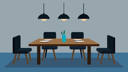 modern rustic dining space black chairs