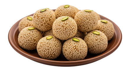 Til laddoos indian sesame seed balls isolated on transparent background