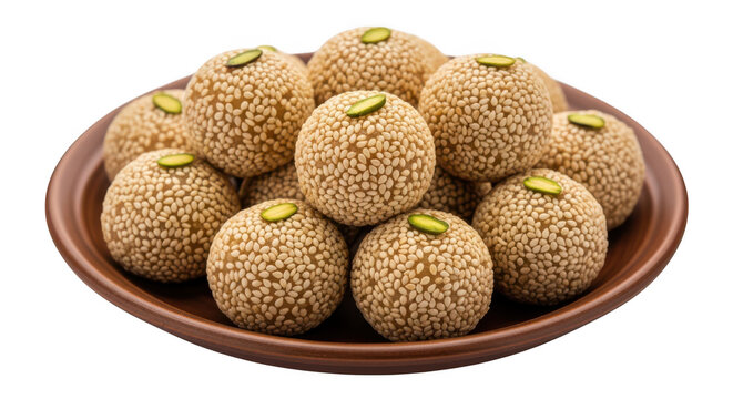 Til laddoos indian sesame seed balls isolated on transparent background