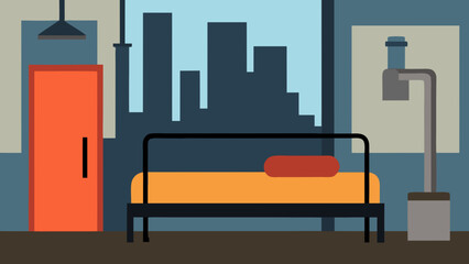 urban industrial bedroom exposed pipes © Partho