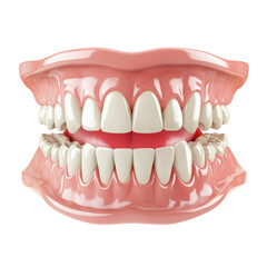 Obraz premium Realistic denture set upper and lower jaw isolated on transparent background