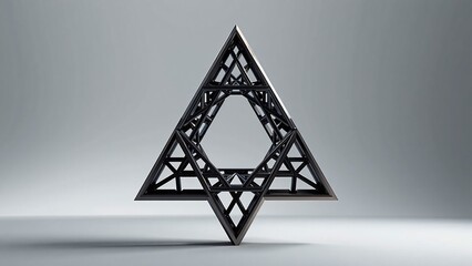 bold unique shape sierpinski, complex fractal pattern, infinite recursion, clean white background, creative component design, intricate mathematical visualization, mind-bending abstract form