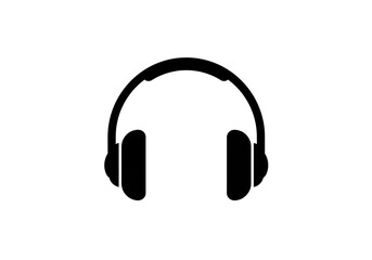 Fototapeta premium A simple black and white graphic of over ear headphones on a white background in the center