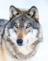 Fototapeta premium Wolf portrait in snowy environment