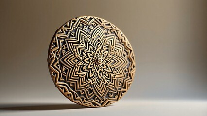 bold unique shape tibetan, complex geometric mandala pattern, intricate spiritual design, soft gradient background, creative component design, beautiful decorative motif, spiritual symbolic object