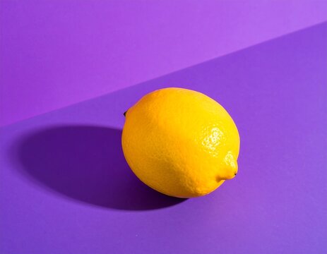 Single lemon on vibrant purple background - Powered by Adobe