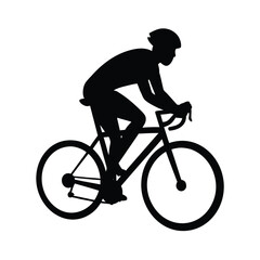 Obraz premium Fast cyclist silhouette on a white background