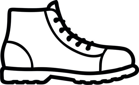 Safety Boots line icon, Bota Motif Outline Vector Art