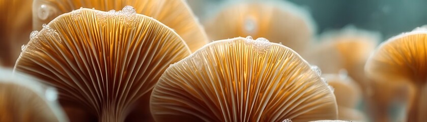 Beautiful Close-Up of Mushrooms Showcasing Intricate Gills and Textures