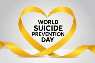 World suicide prevention day with yellow ribbon forming a heart shape