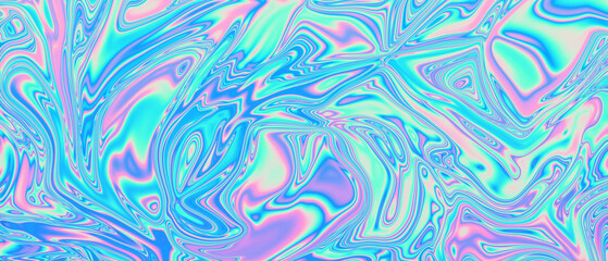 Holographic Tropical beach background with turquoise ocean waves and sunny blue sky, perfect for summer vacation and travel-themed designs