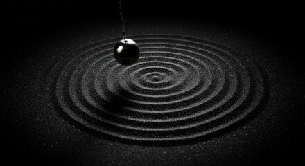 Pendulum Swinging Over Sand Tray Creating Symmetrical Wave Patterns