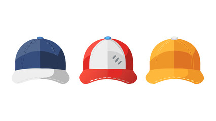 Fototapeta premium Baseball hat, cap icon in flat set. sign symbol mockup isolated on transparent background