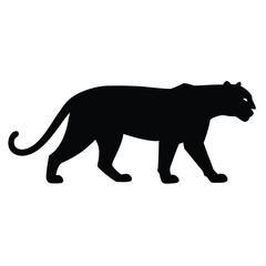 Obraz premium Silhouette of a Black Panther Walking Gracefully in Profile View