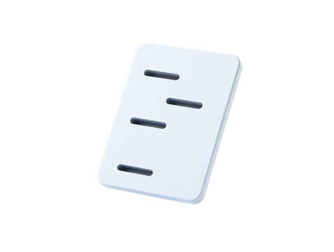Modern 3D White Document or File Icon with Horizontal Lines and Soft Shadows